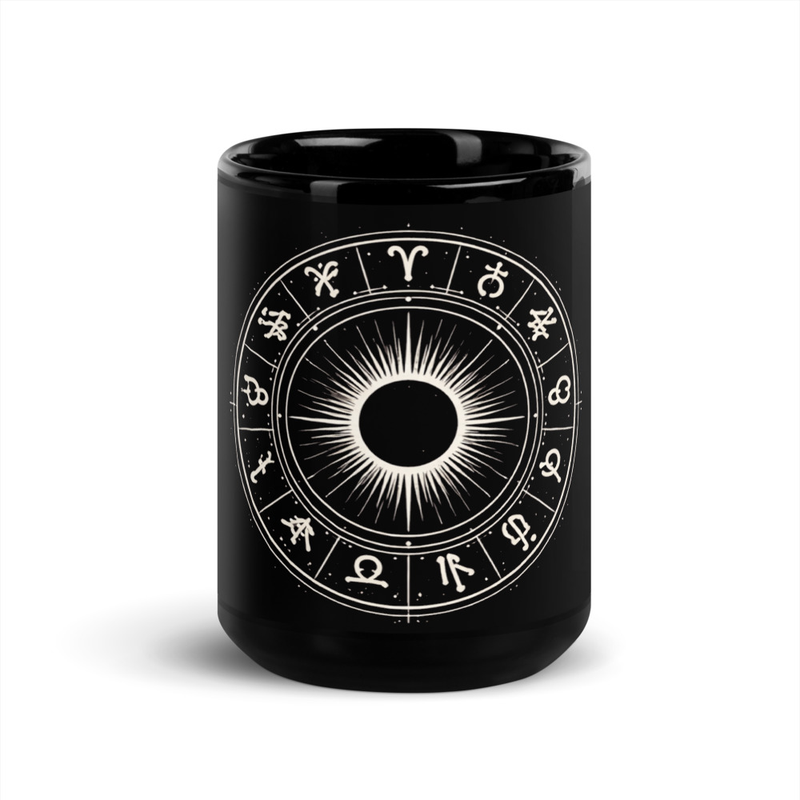 Memento Astra Zodiac Logo - Black Glossy Mug